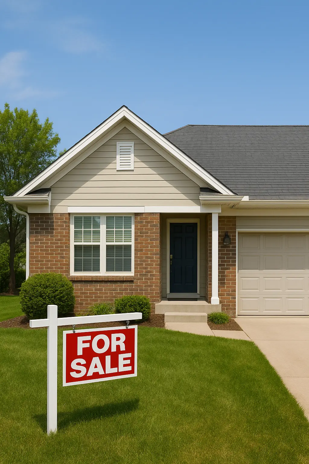 Exterior of a Saskatchewan home with a For Sale sign on a sunny day, representing the real estate option clause process.